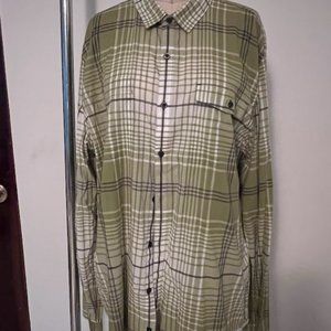 Calvin Klein Long Sleeve  Men's Shirt Green, White and Gray Plaid Size XL